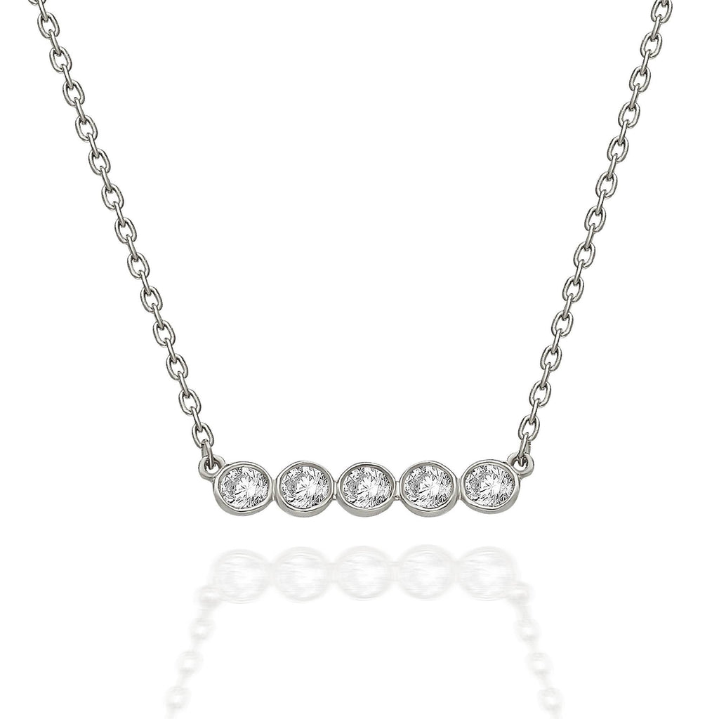 Diamond Bar Necklace / 14k Gold Horizontal Bezel Set Diamond Bar Necklace / Dainty Diamond Necklace / Holiday Gift