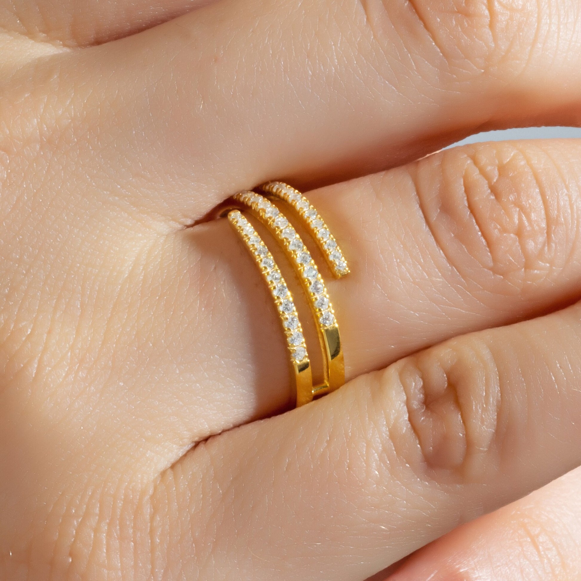 Diamond Spiral Cuff Ring / 14k Gold Spiral Diamond Cuff Ring / Anniversary Ring / Wedding Band / Stacking Ring / Bridal Gift / Birthday Gift