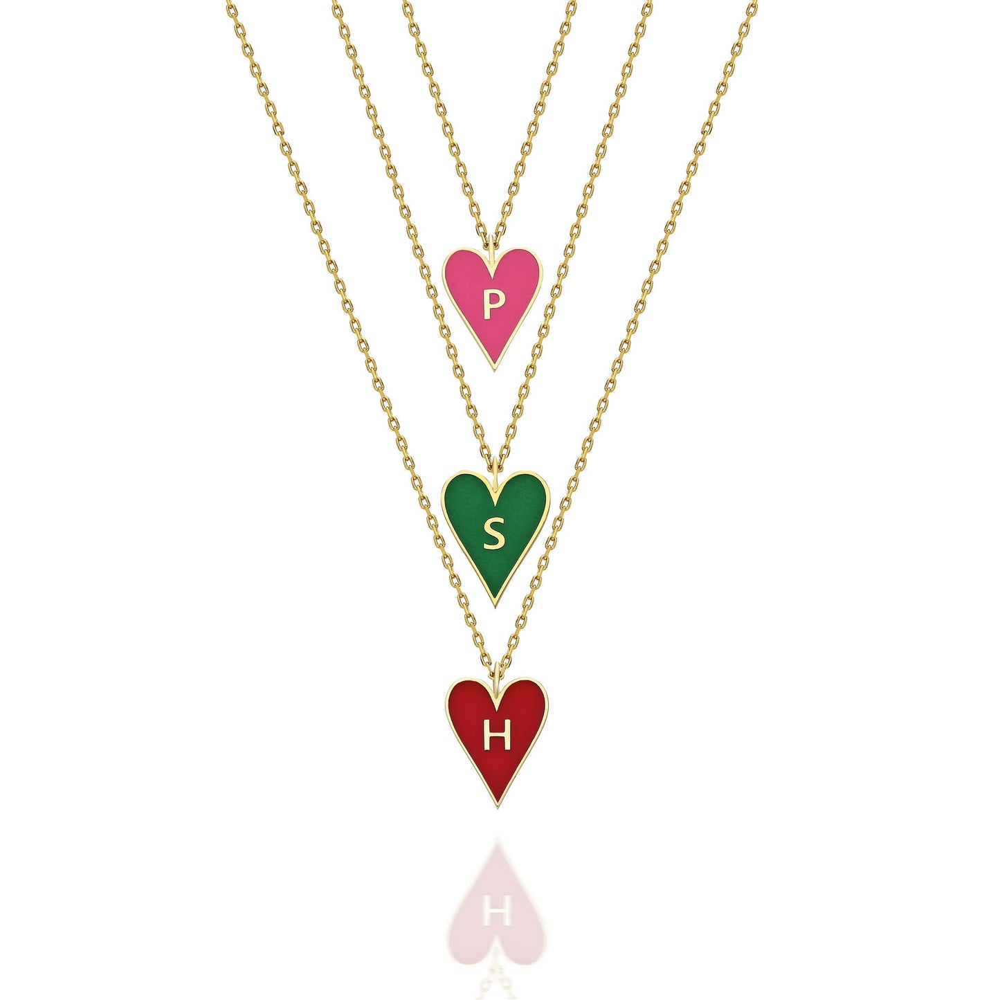 14k Gold and Enamel Heart Initial Necklace / 14k Gold Enamel Heart Necklace / Initial Heart Necklace / Birthday Gift / Graduation Gift