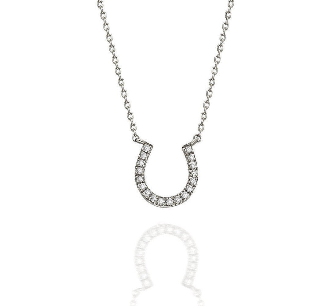 Diamond Horseshoe Necklace / 14k Gold Diamond Horseshoe Necklace / Layer Necklace / Birthday Gift / Graduation Gift / Anniversary Gift