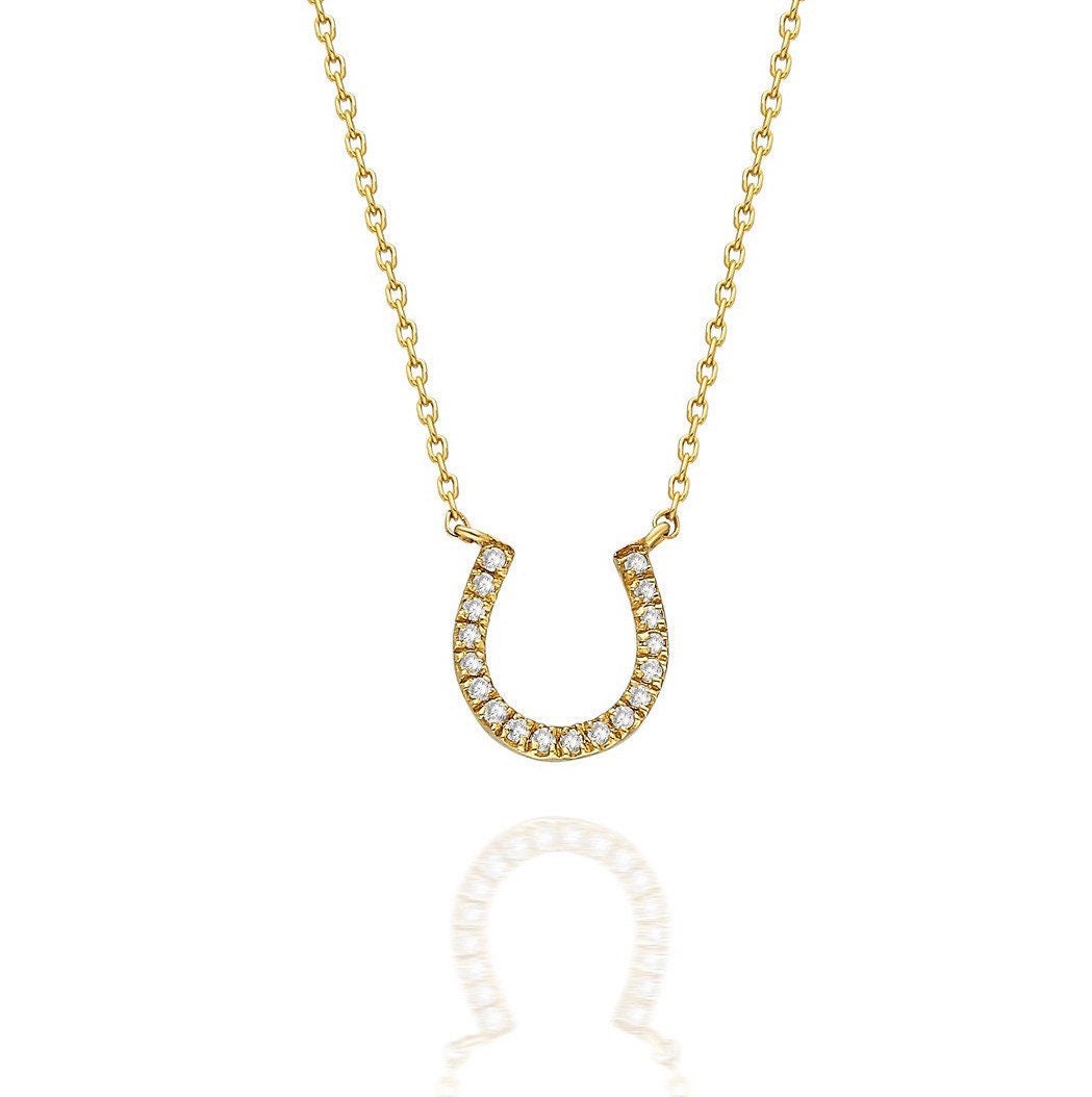 Diamond Horseshoe Necklace / 14k Gold Diamond Horseshoe Necklace / Layer Necklace / Birthday Gift / Graduation Gift / Anniversary Gift