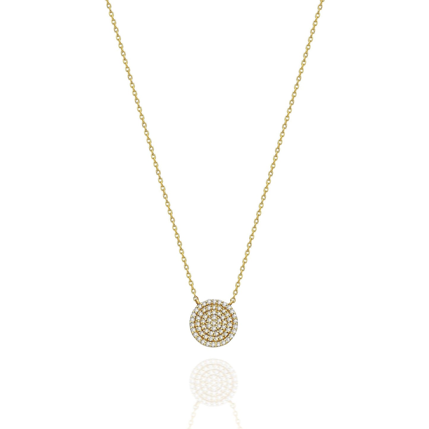 Diamond Disc Necklace / 14k Gold Pave Diamond Disc Necklace / Birthday Gift / Graduation Gift / Anniversary Gift / Bridal Gift