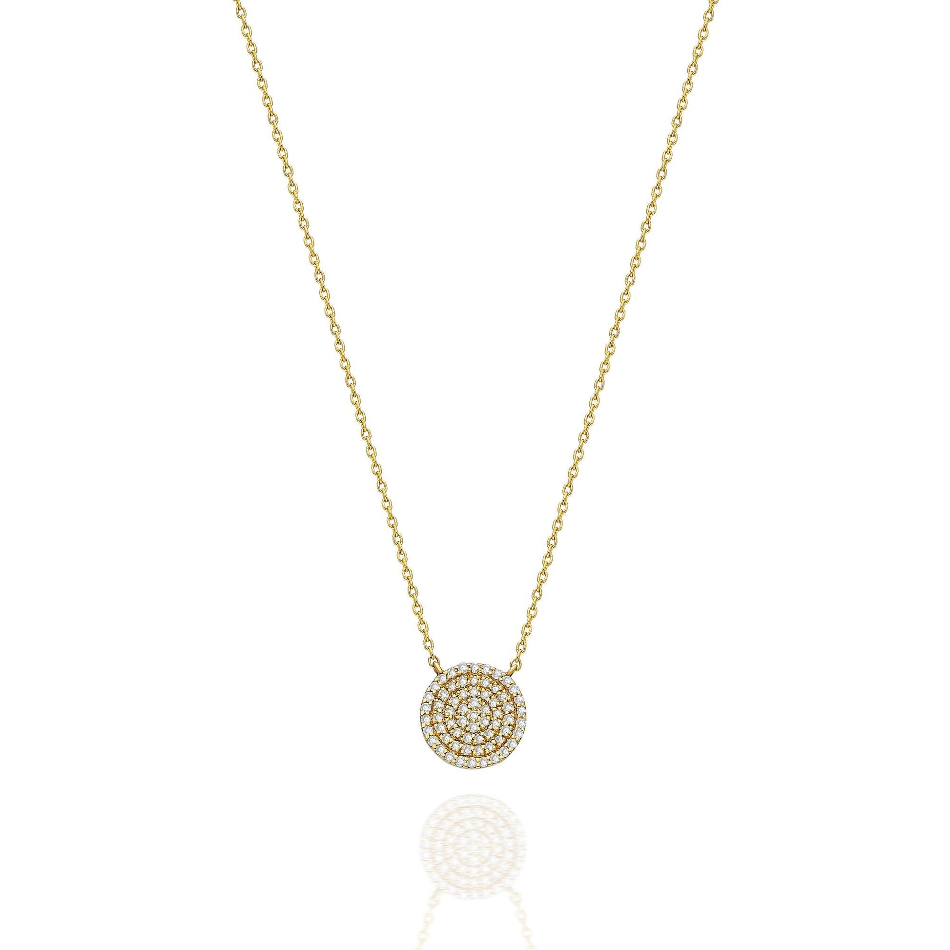 Diamond Disc Necklace / 14k Gold Pave Diamond Disc Necklace / Birthday Gift / Graduation Gift / Anniversary Gift / Bridal Gift