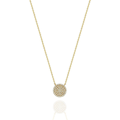 Diamond Disc Necklace / 14k Gold Pave Diamond Disc Necklace / Birthday Gift / Graduation Gift / Anniversary Gift / Bridal Gift