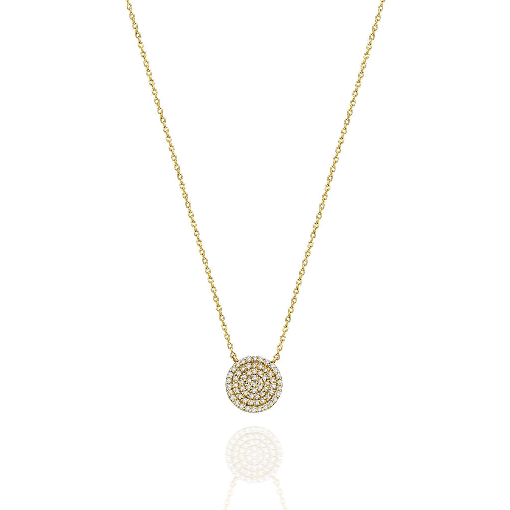 Diamond Disc Necklace / 14k Gold Pave Diamond Disc Necklace / Birthday Gift / Graduation Gift / Anniversary Gift / Bridal Gift