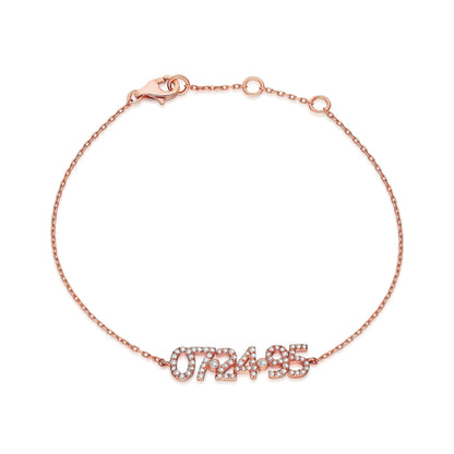 Diamond Date Bracelet/ 14k Gold and Diamond Date Bracelet/ Diamond Coordiante Bracelet / Diamond Birthdate Bracelet