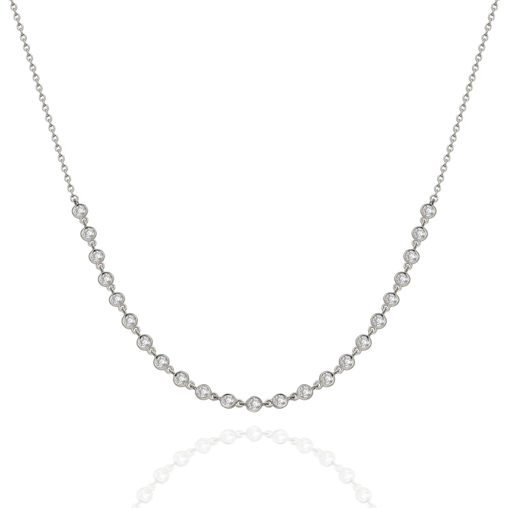 Diamond By the Yard Necklace / 14k Gold Diamond Station Necklace / Diamond Station Necklace / Graduation Gift / Anniversary Gift