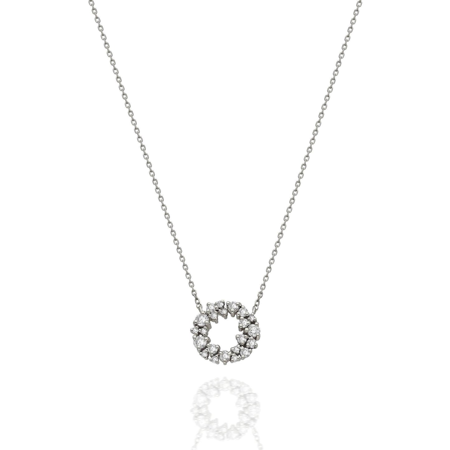 Diamond Cluster Circle Necklace / 14k Gold Diamond Cluster Necklace / Fancy Diamond Necklace / Dainty Diamond Necklace / Holiday Gift