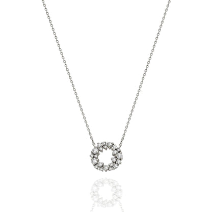 Diamond Cluster Circle Necklace / 14k Gold Diamond Cluster Necklace / Fancy Diamond Necklace / Dainty Diamond Necklace / Holiday Gift
