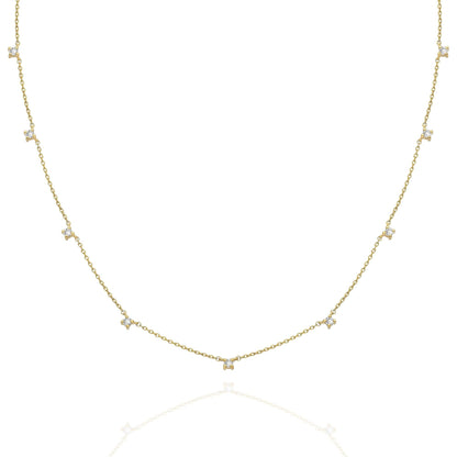 Diamond Station Necklace / 14k Gold Diamond Station Necklace / Dainty Diamond Necklace / Diamond Station Necklace / Layering Necklace