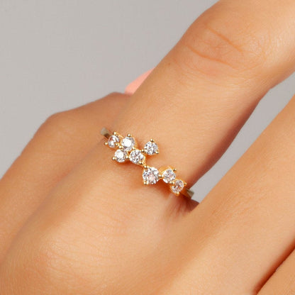 Diamond Cluster Stacking Ring / 14k Gold Round Diamond Wedding Band / Diamond Stacking Ring / Diamond Stacking Ring / Wedding Ring