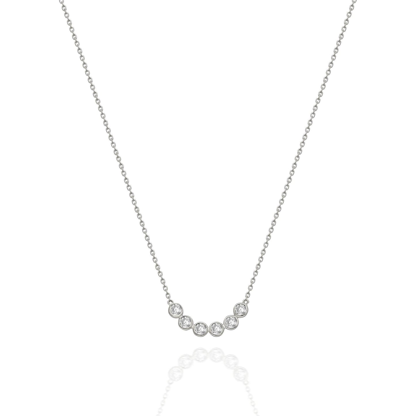 Bezel Set Diamond Curved Bar Necklace