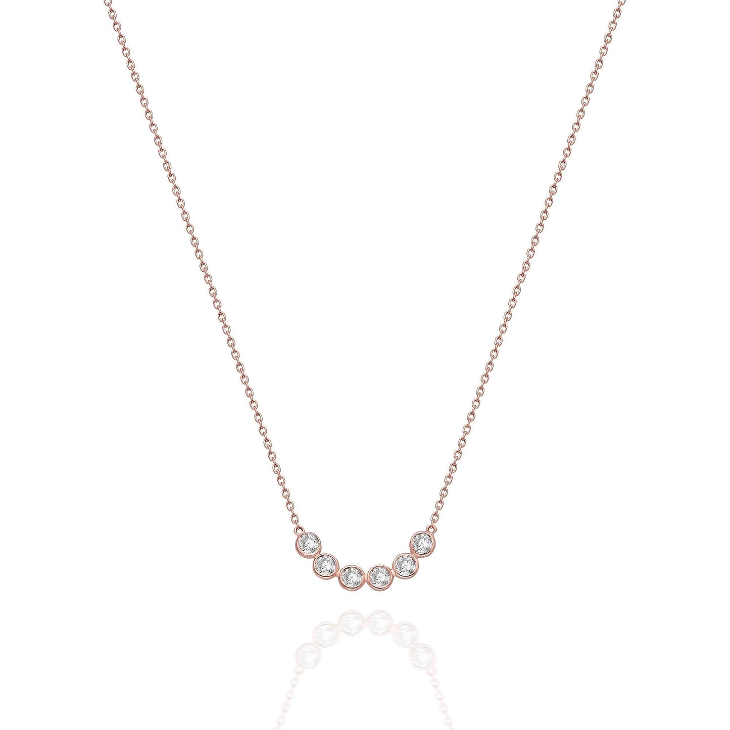 Bezel Set Diamond Curved Bar Necklace