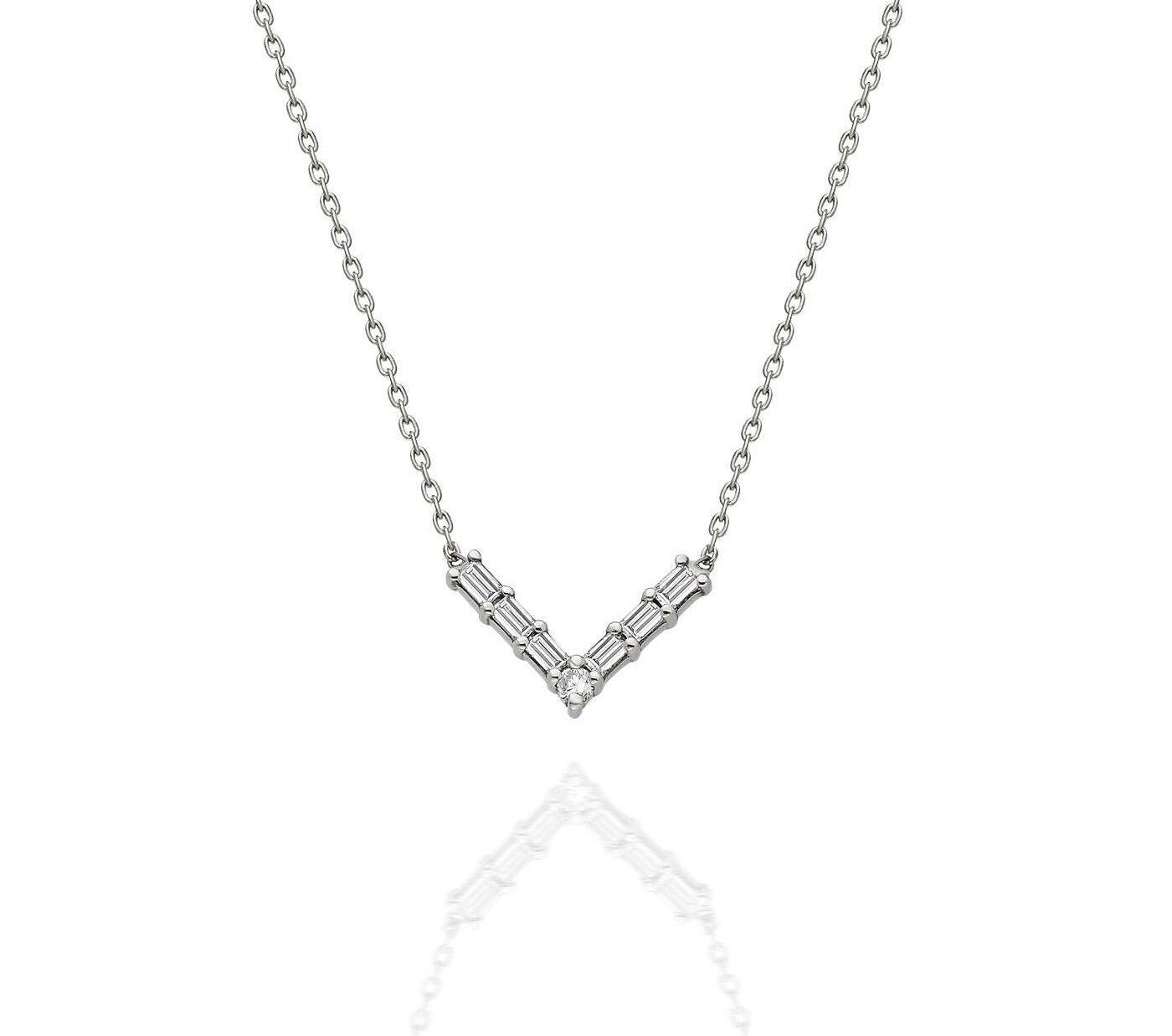 Baguette Diamond Chevron Necklace