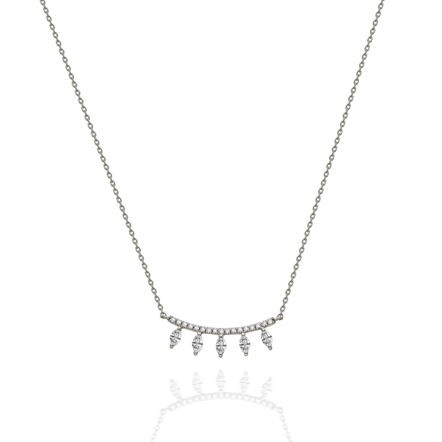 Diamond Curved Bar Necklace / 14k Gold Diamond Necklace / Diamond Statement Necklace/ Dainty Diamond necklace / Anniversary Gift /