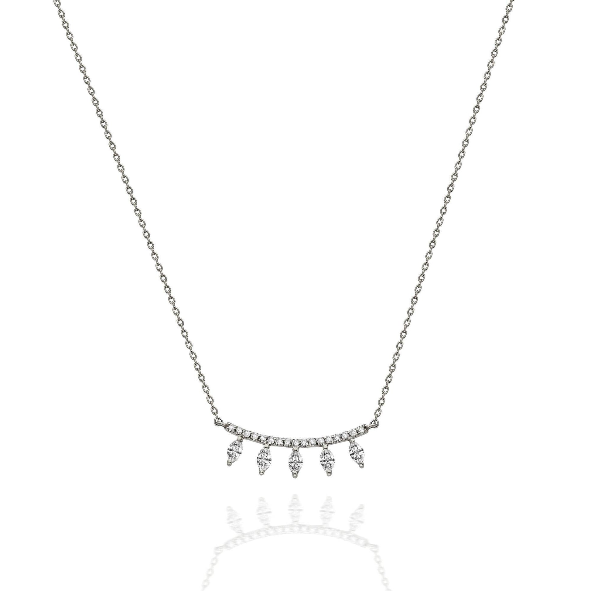 Diamond Curved Bar Necklace / 14k Gold Diamond Necklace / Diamond Statement Necklace/ Dainty Diamond necklace / Anniversary Gift /