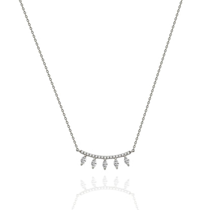 Diamond Curved Bar Necklace / 14k Gold Diamond Necklace / Diamond Statement Necklace/ Dainty Diamond necklace / Anniversary Gift /