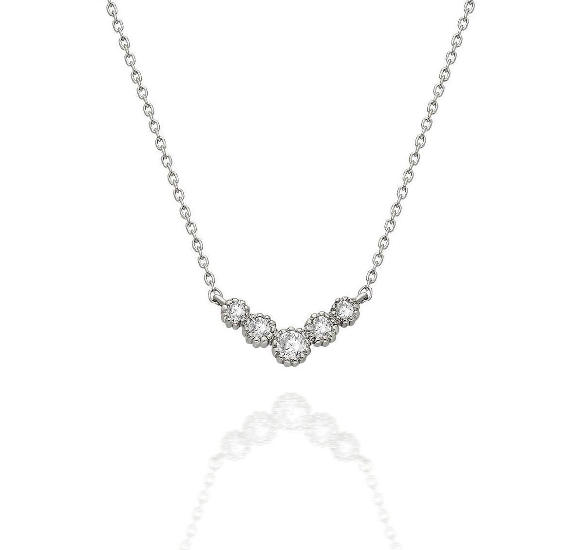 Round Diamond Chevron Necklace / 14k Gold Diamond V Necklace / Dainty Diamond Necklace / Graduation Gift / Anniversary Gift / Bridal Gift