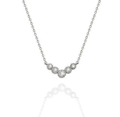 Round Diamond Chevron Necklace / 14k Gold Diamond V Necklace / Dainty Diamond Necklace / Graduation Gift / Anniversary Gift / Bridal Gift
