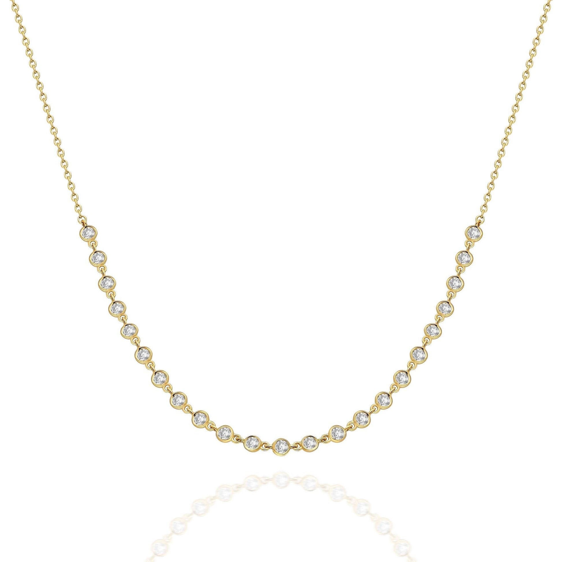 Diamond By the Yard Necklace / 14k Gold Diamond Station Necklace / Diamond Station Necklace / Graduation Gift / Anniversary Gift