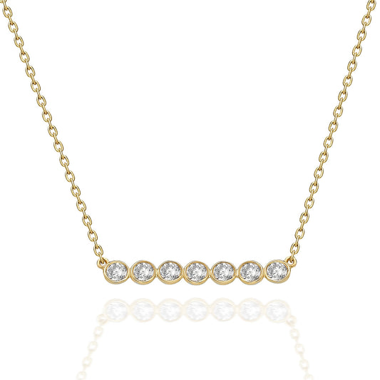 Diamond Bar Necklace / 14k Gold Horizontal Bezel Set Diamond Bar Necklace / Dainty Diamond Necklace / Holiday Gift