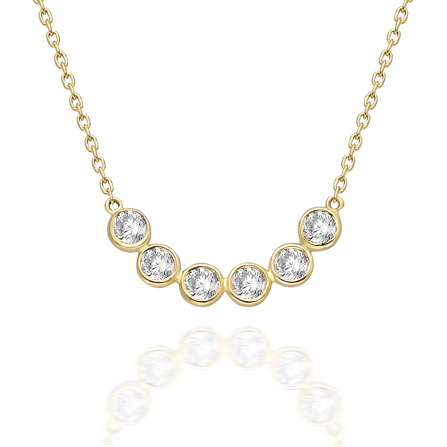 Bezel Set Diamond Curved Bar Necklace