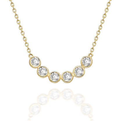 Bezel Set Diamond Curved Bar Necklace