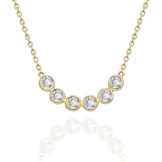 Bezel Set Diamond Curved Bar Necklace