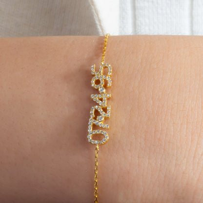 Diamond Date Bracelet/ 14k Gold and Diamond Date Bracelet/ Diamond Coordiante Bracelet / Diamond Birthdate Bracelet