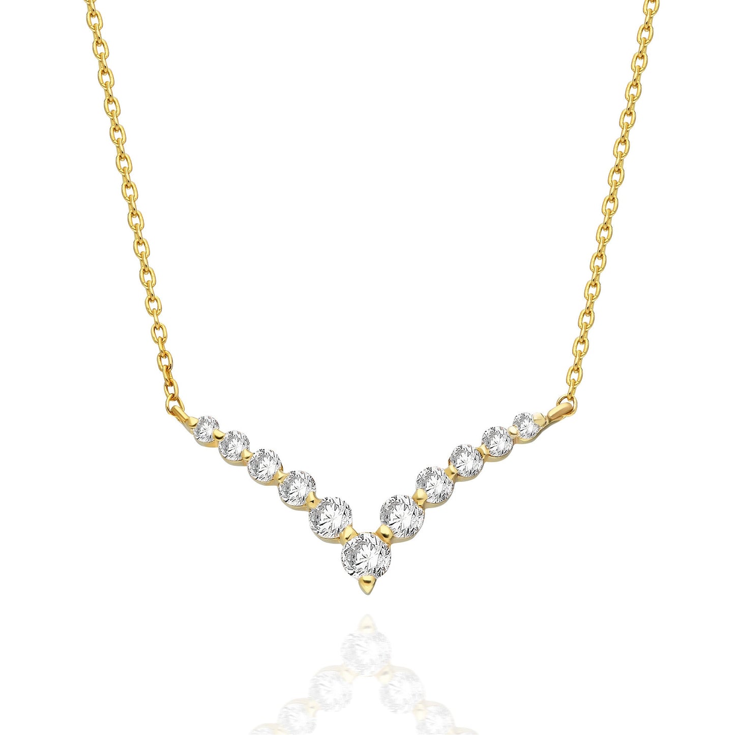Diamond Curved Chevron Necklace