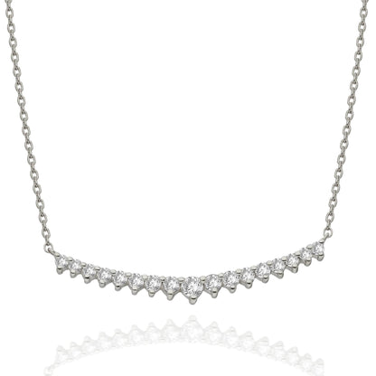 Diamond Bar Necklace / 14k Gold Diamond Curved Bar Necklace / Dainty Diamond Necklace / Diamond Birthday Gift / Diamond Gift Ideas