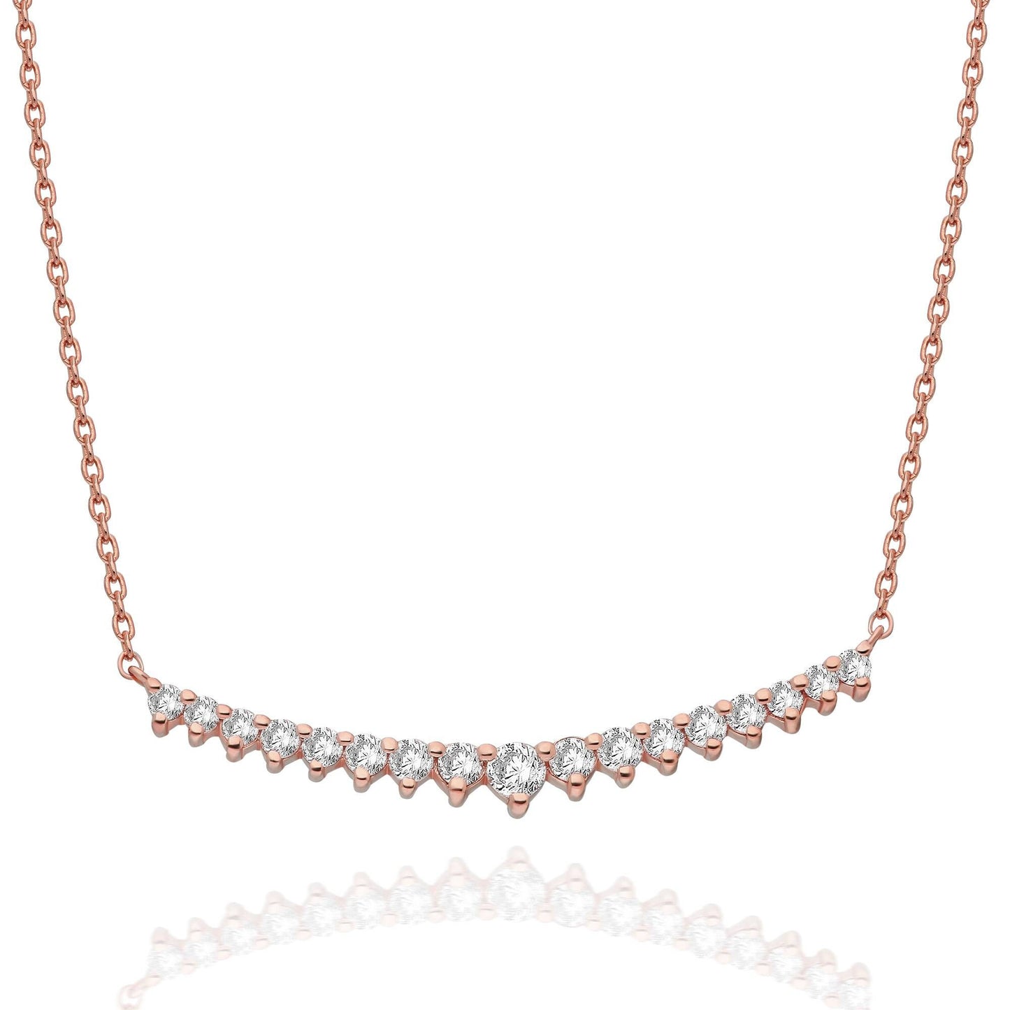 Diamond Bar Necklace / 14k Gold Diamond Curved Bar Necklace / Dainty Diamond Necklace / Diamond Birthday Gift / Diamond Gift Ideas