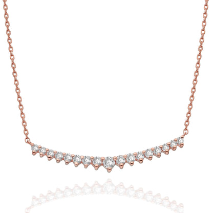 Diamond Bar Necklace / 14k Gold Diamond Curved Bar Necklace / Dainty Diamond Necklace / Diamond Birthday Gift / Diamond Gift Ideas
