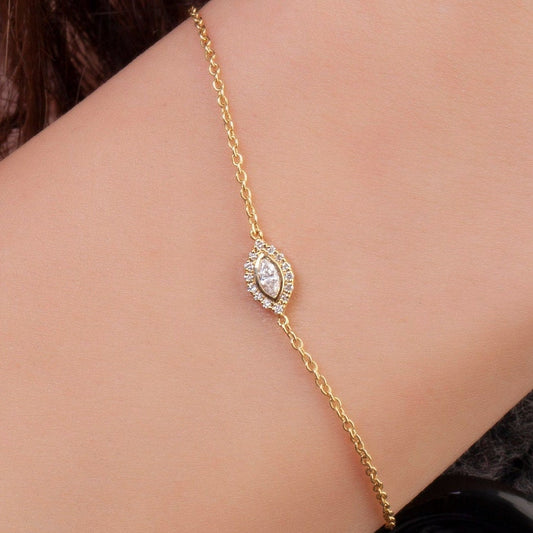 Diamond Evil Eye Bracelet / 14k Diamond Evil Eye Protection Bracelet / Protection Jewelry / Dainty Evil Eye Bracelet / Holiday Gift