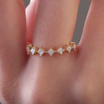 Princess Diamond Wedding Ring / 14k Princess Diamond Prong Set Stacking Ring / Diamond Wedding Band / Graduation Gift / Birthday Gift
