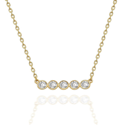 Diamond Bar Necklace / 14k Gold Horizontal Bezel Set Diamond Bar Necklace / Dainty Diamond Necklace / Holiday Gift