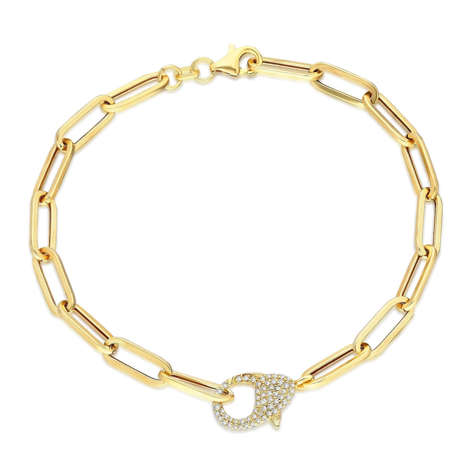 Diamond Paperclip Bracelet / Diamond Lobster Clasp Bracelet / Fancy Diamond Bracelet / Holiday gift