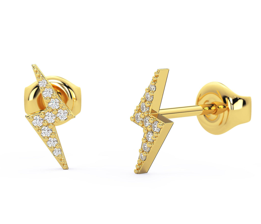 3 Diamond Bar Studs / 14k Gold Diamond Prong Earrings / Anniversary Gift / Birthday Gift / Graduation Gift / Bridal Gift / Diamond Gift Idea