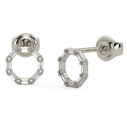 Baguette Diamond Circle Studs