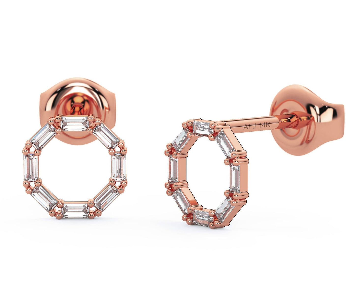 Baguette Diamond Circle Studs