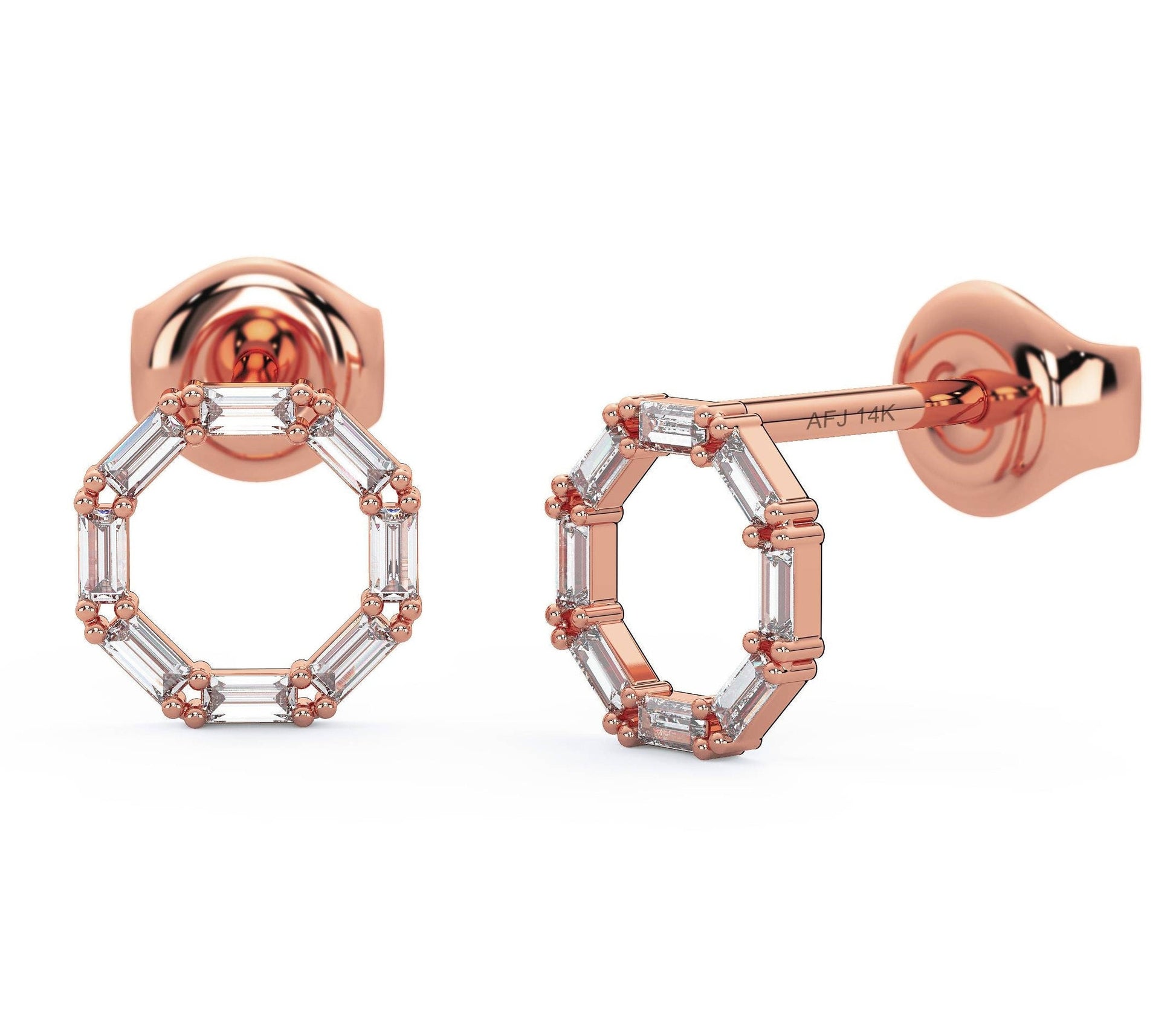 Baguette Diamond Circle Studs