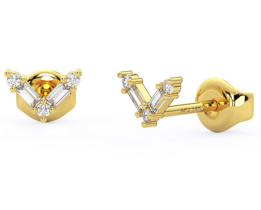 Baguette Diamond V Studs Earrings