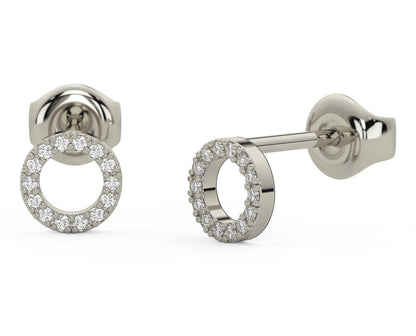 Diamond Circle Studs / 14k Gold Diamond Circle Earrings / Halo Open Circle Studs / Diamond Gift Ideas / Holiday Gift