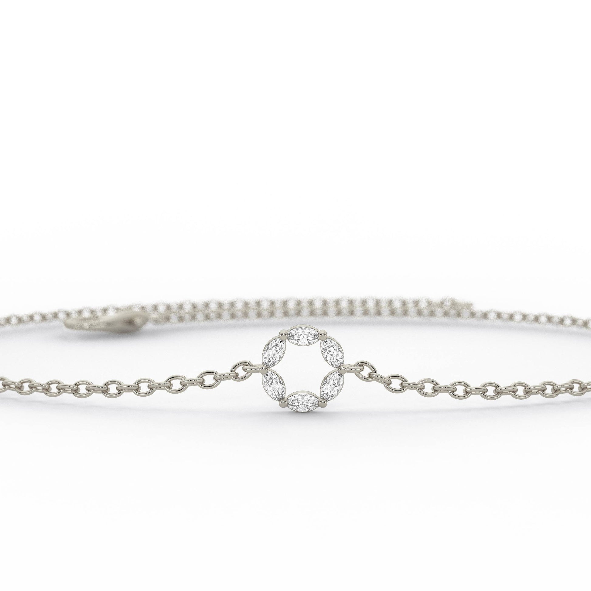 Diamond Circle Bracelet / Marquise Diamond Circle Bracelet / Dainty Diamond Bracelet / Graduation Gift / Anniversary Gift