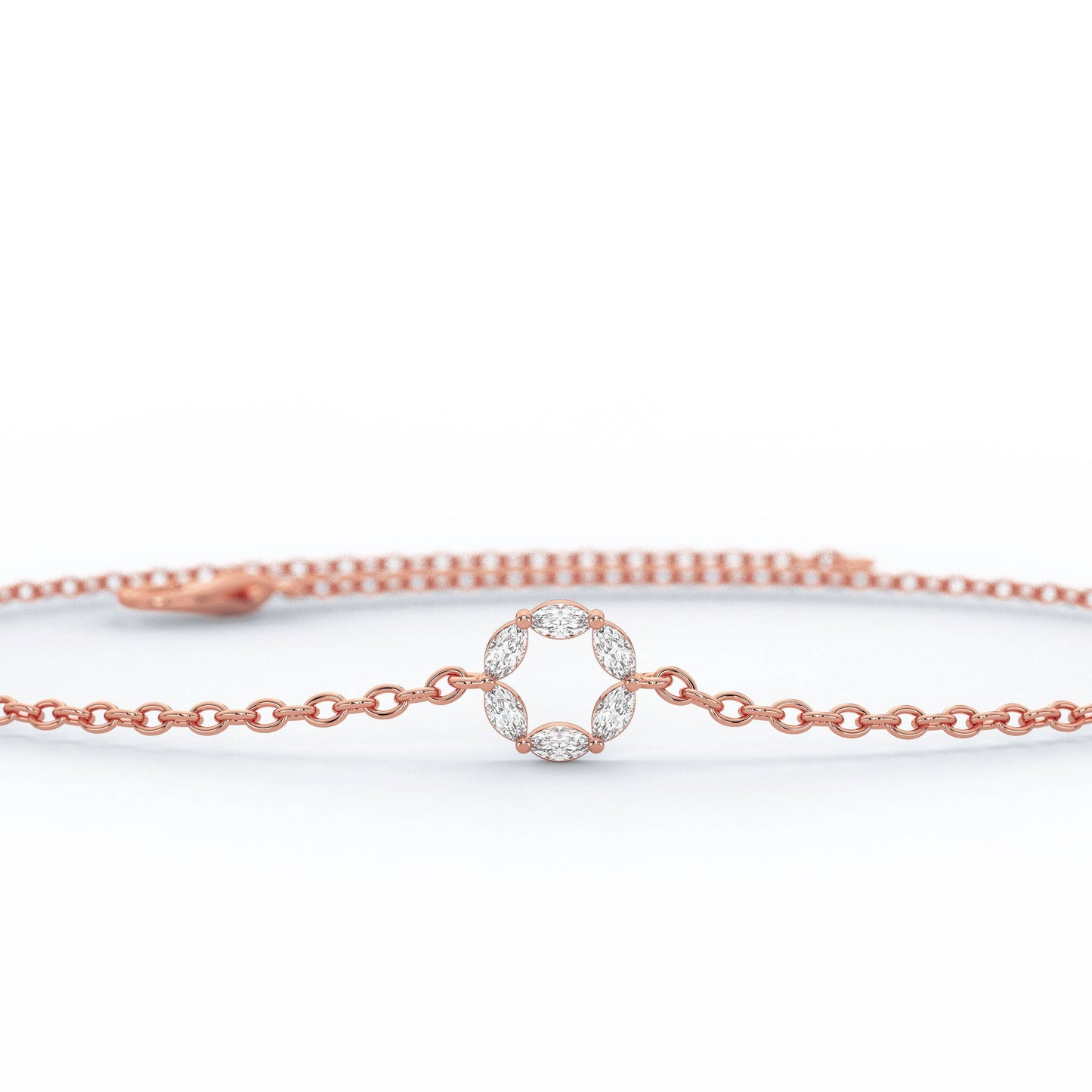 Diamond Circle Bracelet / Marquise Diamond Circle Bracelet / Dainty Diamond Bracelet / Graduation Gift / Anniversary Gift