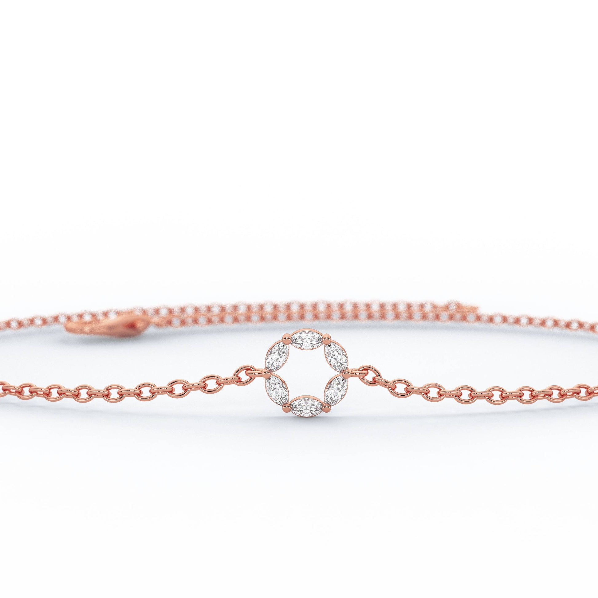Diamond Circle Bracelet / Marquise Diamond Circle Bracelet / Dainty Diamond Bracelet / Graduation Gift / Anniversary Gift