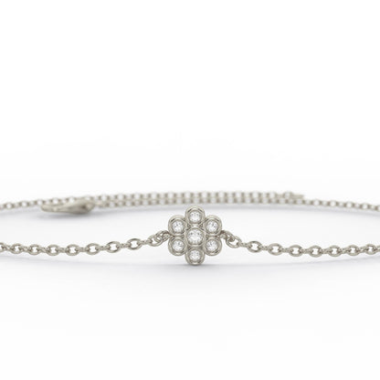 Diamond Flower Bracelet / 14k Gold Bezel Set Flower Bracelet / Dainty flower Bracelet / Graduation Gift / Anniversary Gift