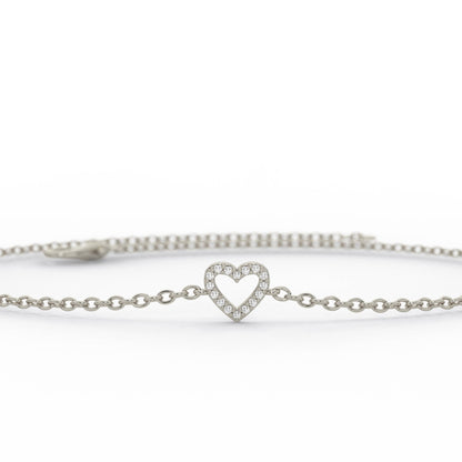 Diamond Heart Bracelet / 14k Single Diamond Heart Bracelet / Dainty Heart Bracelet / Fancy Heart Bracelet / Holiday Gift