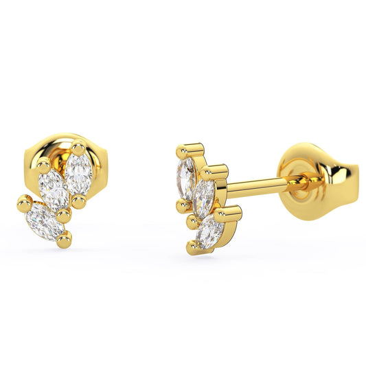 Diamond Studs Earrings / 14k Gold Marquise Diamond Stud Earrings/ Diamond Bar Studs / Diamond Anniversary Gift / Birthday Gift