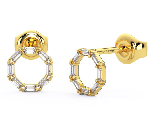 Baguette Diamond Circle Studs